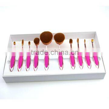 Synthetic Hair Private Label Foundation Mermaid Rose Gold 10pcs Pink Oval Makeup Brush Set