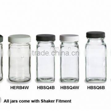 clear glass spice jars, herb jars with plastic caps