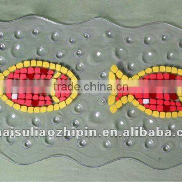 PVC Striped Eco-Friendly shape- fish Anti-Slip bath mat