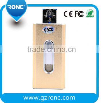 Custom Logo 2.0 Otg 3 in 1 128g USB Flash Drive for IPhone and Android PC photo-3