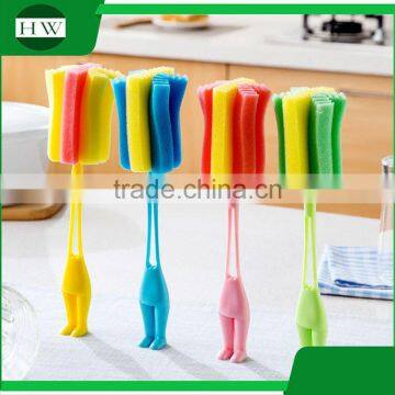 Kitchen Person Shape Plastic Stand Sponge Long Handle Hanging Water Cup Bottle Clean Cleaning Brush photo-3