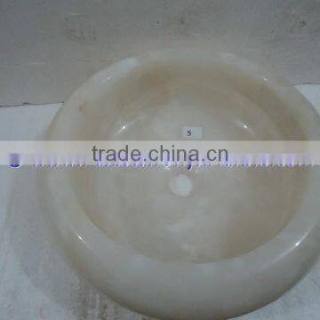 Long Life PURE WHITE ONYX ROUND TYRE SHAPED SINKS AND BASINS photo-3