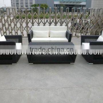 Outdoor Garden Plastic Wicker Sofa Durable Synthetic Rattan Furniture photo-4