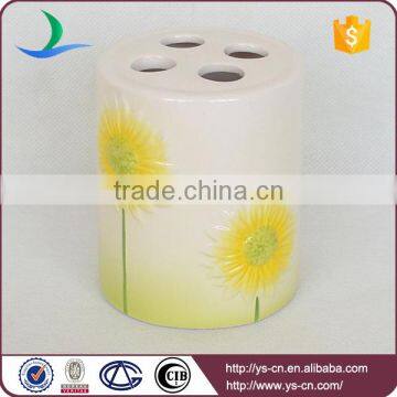 Beautiful Bathroom Toilet Ceramic Bath Set in Purple Sunflower Design photo-5