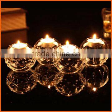 Hot selling clear heat resistant glass candle holder