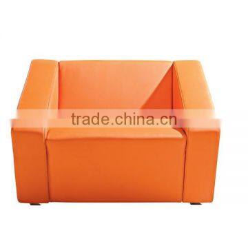 Leisure Yellow Orange Single Double Leather Sofa photo-4