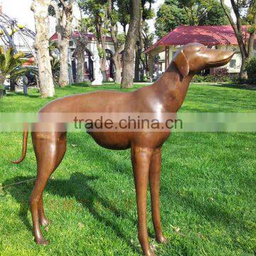 outdoor lost casting wax bronze decorative greyhound statue for garden