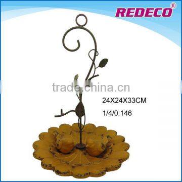 Hot sale garden wild ceramic bird feeder with metal