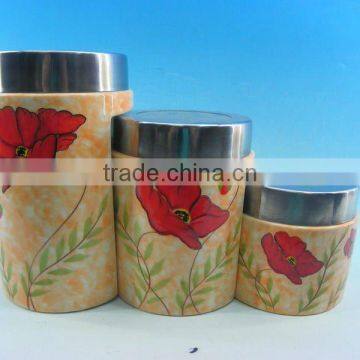 ceramic jar coffee sugar tea canister set with spoon