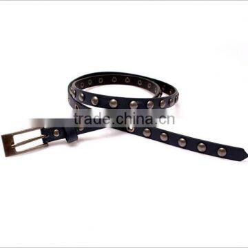 Wholesale Rivets Decorated Pin Buckle Sex Girl Thin PU Waist Belt Adjustable Eyelets Belts photo-3