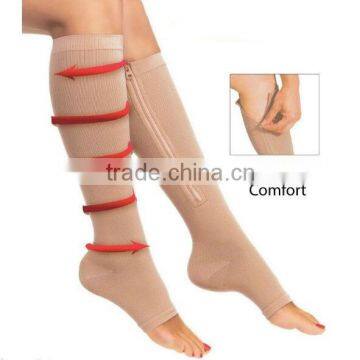 Football Socks Wholesale Knee High White Varicose Veins Zip Compression Socks