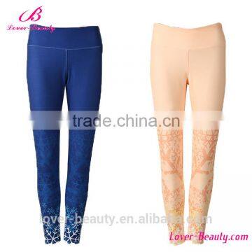 High quality ice cobalt blue and orange leggings high waist pants