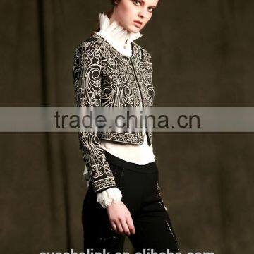 Auschalink Ladies Long Sleeve Fitted Embroidery Jackets Short Style Designs photo-4