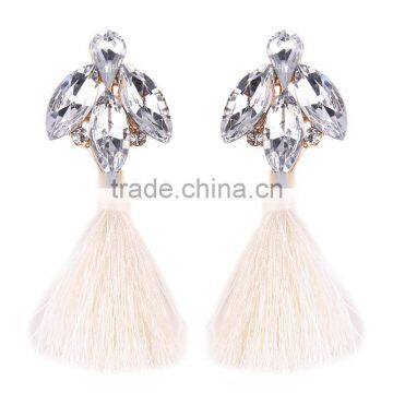 Fashion Rhinestone Gems With Long Colorful Tassel Alloy Earrings for Women photo-4