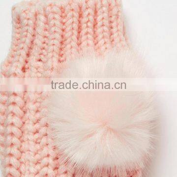 HAODUOYI Fashion Winter Women Solid Pink Half Finger Cute Sweet Warm Casual Warm Gloves photo-5