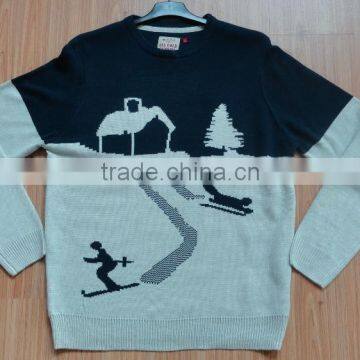 High Quality Snow Pattern Official men knitted sweater pullover Round Neck sweaters(BKNL01389)