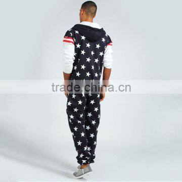 Hot Sale 100%cotton Star Print Hooded Onesie With Side Pocket Mens Onesie photo-2