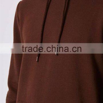 Wholesale Men Pullover Plain Oversized Classic Fit Brushed Cotton Drawstrings Hoodie Brown With Front Pocket photo-5