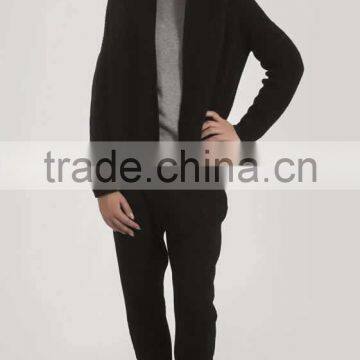 Black Winter Open Front Woolen Coat Cardigan 2016 photo-2