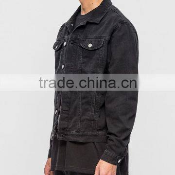2017 Wholesale Mens Black Denim Motorcycle Printed Jacket photo-3