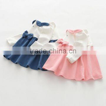 S60631B 2017 Baby Long Sleeve Rabbit Print Clothing Wholesale Children Girls Cartoon Dress photo-2