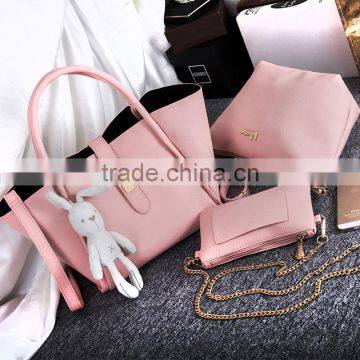 Brand Handbags 3sets Leather Women Tote Bag Casual Ladies Designs Handbag Set photo-2