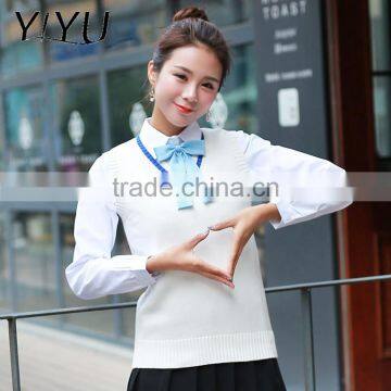 Hot Sale Women White Cotton Japanese School Uniform Sweater Vests photo-5