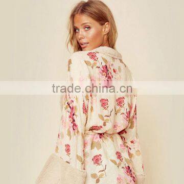 Fall 2018 Shearling Coat Femme Floral Print Robe Women's Kimono photo-6