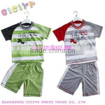 Kid's summer pajamas with bermuda design boy's 100%cotton pajamas