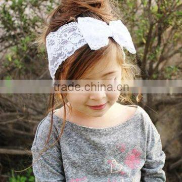 Hot Sale Girl Lace Bow Tie Headband, Girl Wide Lace Headband photo-3