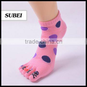 Female five fingers sock,cartoon cute and polka-dot toe sock