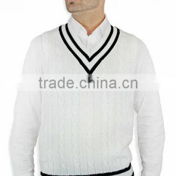 Latest Design V Neck Cable Knitting Sleeveless Man Vest photo-3