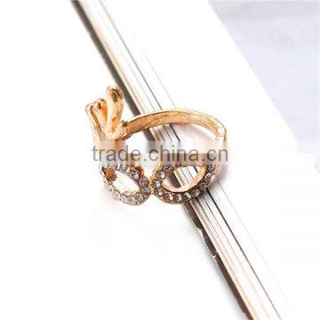 Unadjustable Rings Gold Plated Mask Clear Rhinestone photo-2
