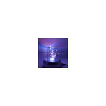 Wholesale Crystal Laser Light Stand with 7 Led Lights for Displaying Exquisite Crafts and 360 Degree Rotatable