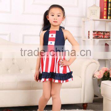 wholesale factory sweet lace lower hem baby girl dress,joint cute dress,hang neck girls dress MC6012204