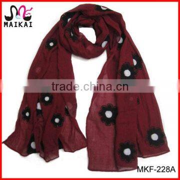 Hot sale fashion embroidery cotton polyester scarf and shawl wholesale