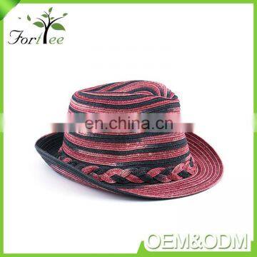 Fashion design promotion custom summer beach panama man vintage paper straw fedora sunhat