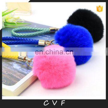 Cute boutique fur pom pom gift rabbit fur pendant for decoration