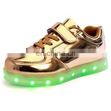 Factory Wholesale New Design Shining Mirror Finish PU Leather Children Kids LED Shoes Sneakers Footwear photo-6