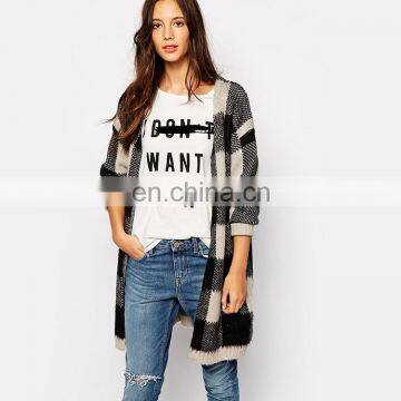 New Arrival Checked Woolen Sweater Designs for Ladies Open Chest Sweater photo-2