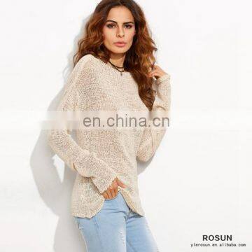 China Manufacturer Boat Neck Drop Shoulder Loose Knitted Jumper