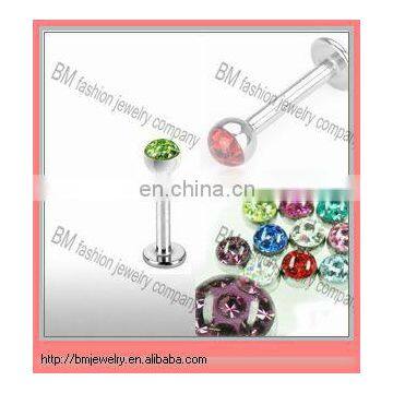 Beautiful epoxy crystal high quality 16g lip ring labret body jewelry