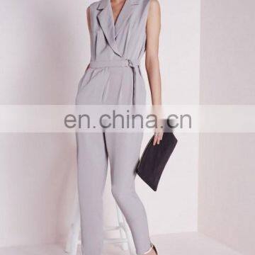 BS60008 CHINA WHOLESALE HOTTEST LADIES JUMPSUIT SLEEVELESS D-RING WRAP JUMPSUIT