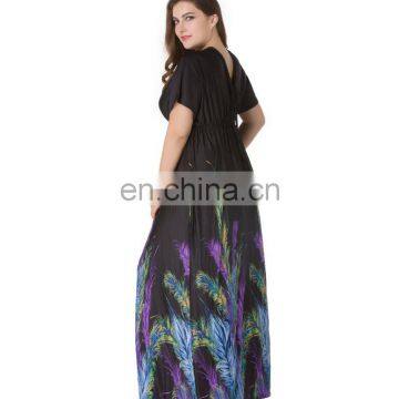 5024# Elegant Fashion Summer Long Floral Printed Maxi Dresses Casual Beach Lady Bohemian Dress Boho Style Sundress Plus Size photo-5