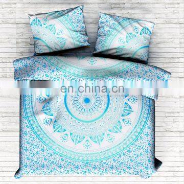 2017 Indian Handmade Duvet Cover 100% Cotton Hand Screen Print Ombre Mandala Blanket Cover With Pillow Cover King Size