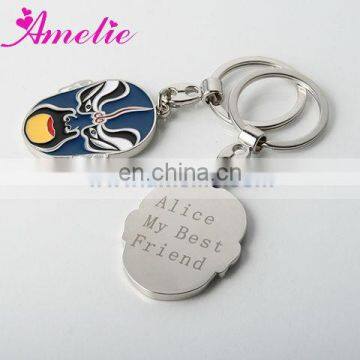 AK027 Poker Cards Blue Custom Round Metal Keychain