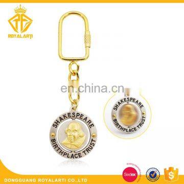 3D High Quality Gold Spin Metal Keychain with Custom Logo