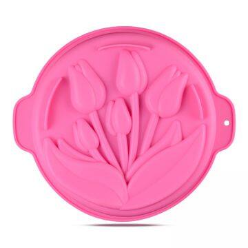 Free Sample Food Grade Heat resistant Nontoxic Silicone Cake Mold Baking Mousse Pudding Mold Tool Tulip Shape