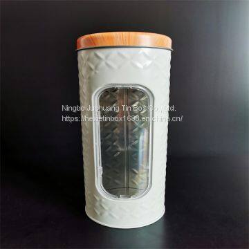 With Window D85H225 Red / White Color Noodle Jar Square Tin Box PVC Customized Size photo-3