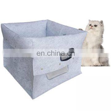 Felt Cat House Portable Foldable Cat Carrier Bag With Side Zipper Flap photo-3